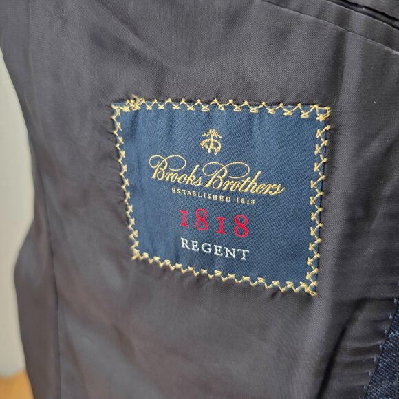 Brooks Brothers Regent 1818 Wool Men Sport Coat Blazer Blue Windowpane 46R - Picture 11 of 15